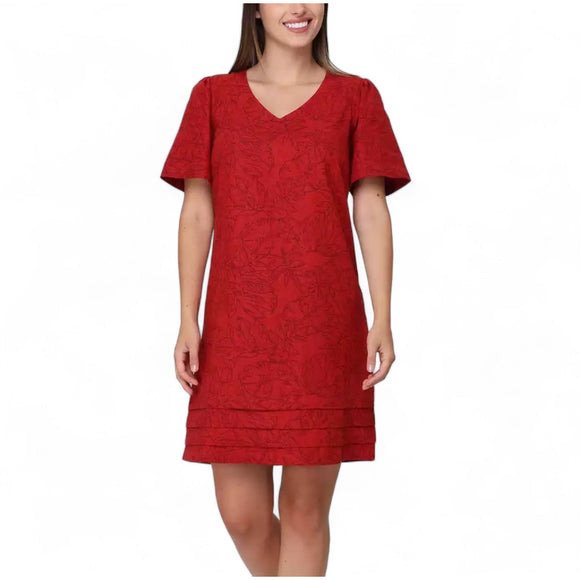 Nicole Miller Original Red Tropical Print Linen Dress XX-Large