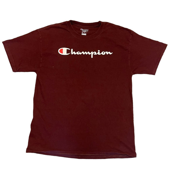 Champion Red Maroon Cotton T Shirt Large