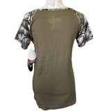 Girls With Guns Keep Calm Green Camouflage Cotton Blend Shirt X-Large