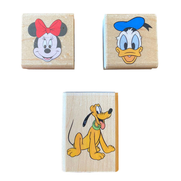 Disney 3 Rubber Stampede Stamps Minnie Mouse Donald Duck Pluto