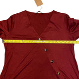 Bloomchic Maroon Red V Neck Button Detail Shirt Size 10