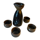 Sake Ceramic 2 Tone Decanter With 4 Cups Drinking Set