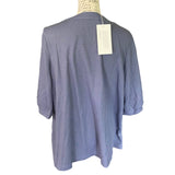 BloomChic Periwinkle Plain Button V Neck Waffle Knit Shirt 14-16