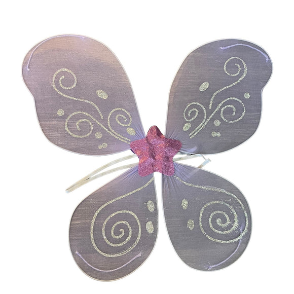 Purple Silver Glitter Nylon Girls Butterfly Fairy Wings