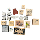 Large Lot Of Random Rubber Stamps Dolphin Squirrel Frog Birds Front