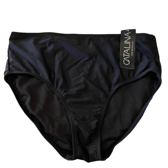 Catalina Black Swimwear High Waisted Bikini Bottom Medium
