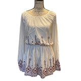 Bloomchic Ivory Aztec Long Sleeve Babydoll  Shirt Size 22/24