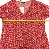 Bloomchic Red White Floral Tie Front Shirt 14/16