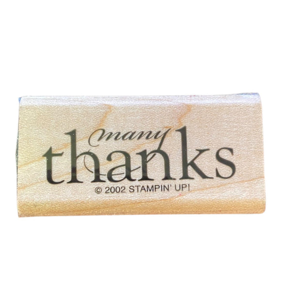 Stampin' Up 2002 Many Thanks Rubber Stamp NEW