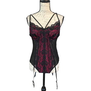 Black & Hot Pink NWT One Piece Lace Teddy XX-Large