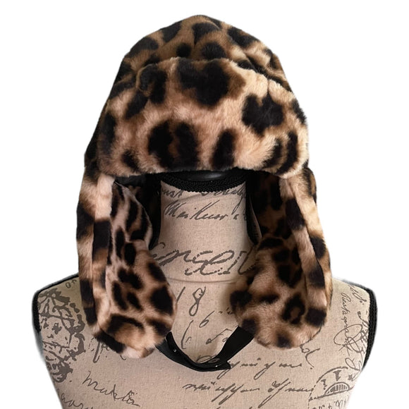 Amazon Essentials Animal Print Soft Trapper Hat One Size