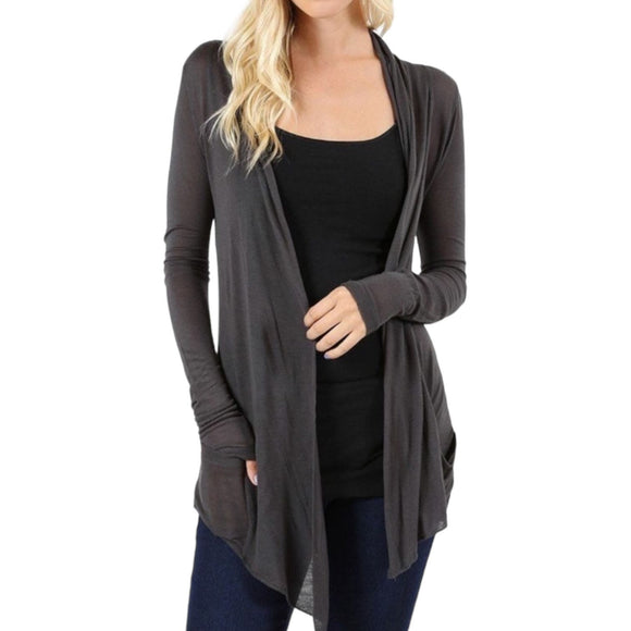 Zenana Outfitters Dark Gray Lightweight Cardigan Size Medium