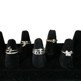 NIP Set Of 9 Silver Rings Heart Star Moon Assortment Of Sizes