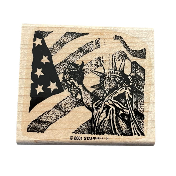 Stampin' Up 2001 American Flag Statue Of Liberty Rubber Stamp