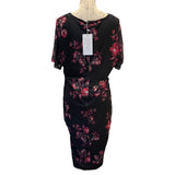 Bloomchic Black Floral Ruched Side Party Evening Dress Size 14/16