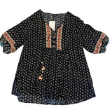 Bloomchic Navy Blue Boho Floral Babydoll Shirt Size 18/20