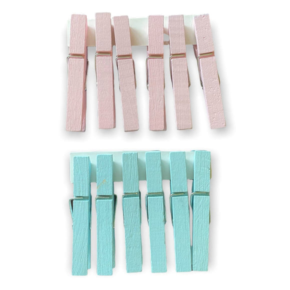 24 Cakewalk Pink Blue Decorative Baby Shower Clothespins