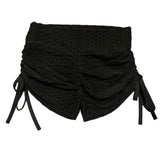 Black Honeycomb Side Tie Fitness Workout Shorts back
