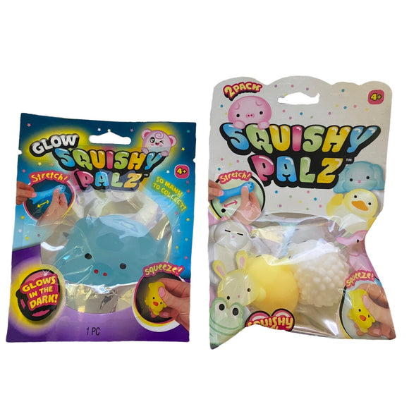 Squishy Palz 1 Glow Pack & 2 Pack Squish Sensory Animal Toys