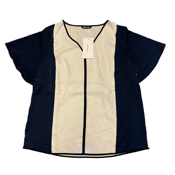 Bloomchic Navy Blue Cream V Neck Shirt Size 12