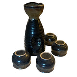 Sake Ceramic 2 Tone Decanter With 4 Cups Drinking Set