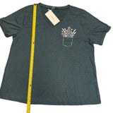 Bloomchic V Neck Short Sleeve Floral Detail Shirt Plus Size 18/20