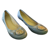 Tory Burch Gray Leather Caroline Ballet Flats Size 8.5