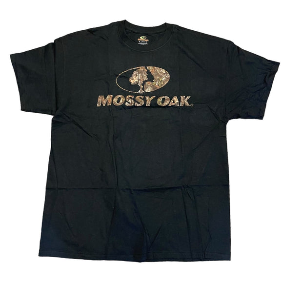 Mossy Oak Black Camo Print Cotton T-Shirt X-Large
