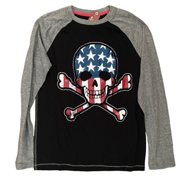 NWT Boys Skull With Stars & Stripes Long Sleeve Shirts Size L 14/16
