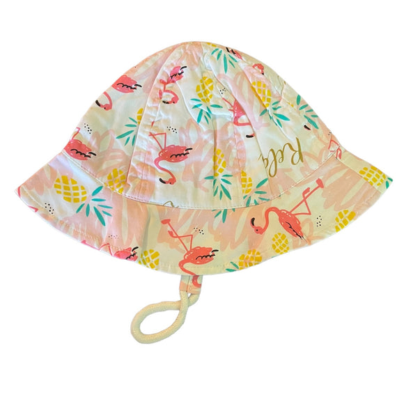 Pink Flamingo & Pineapple Girls Cotton Summer Hat Size 54CM