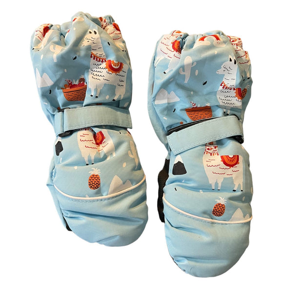 Llama Blue Boy Toddler Winter Cold Mittens One Size NWOT