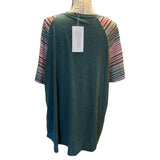 Bloomchic Short Sleeve Green Striped Dress Size 18/20