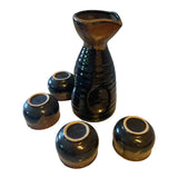 Sake Ceramic 2 Tone Decanter With 4 Cups Drinking Set