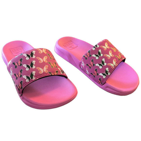 Reef Kids Orchid Butterfly Pink Sandal Slides Size 1