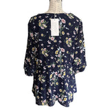 Bloomchic Blue Floral Peasant Shirt Plus Size 14/16