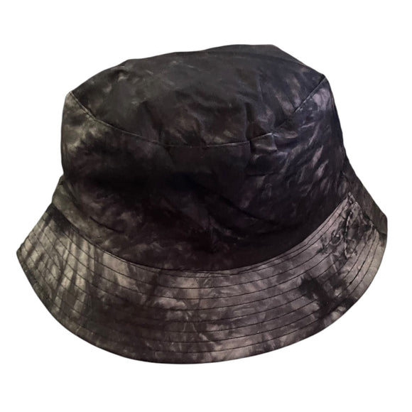 Black Gray Cotton Tie Dye Reversible Bucket Hat OS