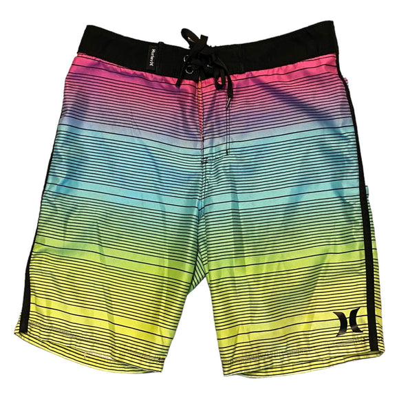 Hurley Boys Colorful Striped Surf Swim Shorts EUC Size 10 25