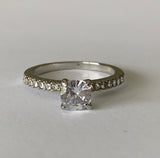 Diamond CZ Engagement Silver Ring Size 5.5