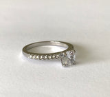 Diamond CZ Engagement Silver Ring Size 5.5