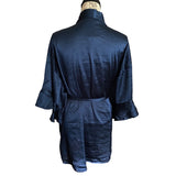 Royal Blue Satin Short Belted Robe Size X-Large NWT