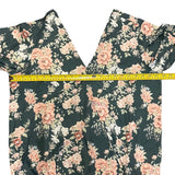 Bloomchic Short Sleeve Green Pink Floral V Neck Wrap Shirt Size 10