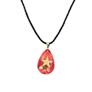 Starfish Red Acrylic Satin Cord Necklace