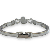 Silver Heart Rhinestone Bangle Bracelet