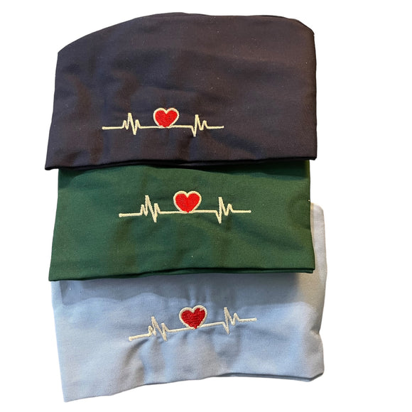 Bouffant Hat Hospital Medical Caps 3 Heart Beat Working Caps