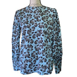 Who What Wear Cotton Blue Floral Button Back Blouse Small