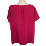 Bloomchic Burgundy Red V Neck Plus Size Faux Wrap Shirt Size 14-16