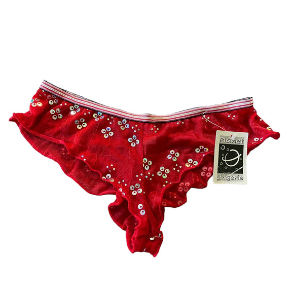 Planet Lingerie Red Sparkle Cheeky Underwear Size Medium
