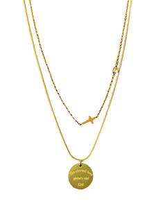Gold Tone Cross CZ Diamond Layered Necklace
