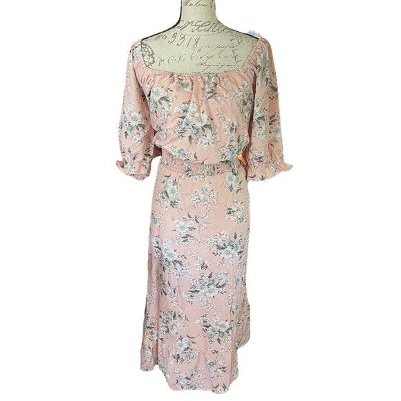 Bloomchic Plus Size Pink Floral Boho Midi Dress Size 26