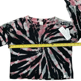 Treasure & Bond French Terry Cloth Pink Black Tie Dye Crop Top Size Medium